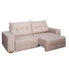 Sofá Retrátil Reclinável Madri 3 Lugares Veludo Creme 210cm