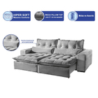 Sofá Retrátil Reclinável Máximo Alto Padrão Cinza 2,50m