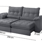 Sofá Retrátil Reclinável Molas Ensacadas Chicago 250 Cm Cinza