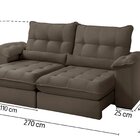 Sofá Retrátil Reclinável Molas Ensacadas Chicago 270 Cm Marrom