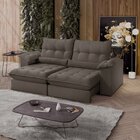 Sofá Retrátil Reclinável Molas Ensacadas Chicago 270 Cm Marrom