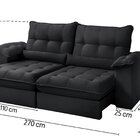 Sofá Retrátil Reclinável Molas Ensacadas Chicago 270 Cm Preto