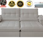 Sofá Retrátil Reclinável Molas Ensacadas Chicago 290 Cm Bege