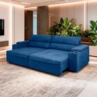 Sofá Retrátil Reclinável Molas Ensacadas Havana 250 Veludo Az