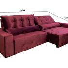 Sofá Retrátil/reclinável Montebello 2,30m Suede Veludo Vinho