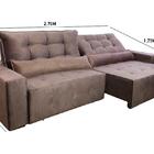 Sofá Retrátil/reclinável Montebello 2,70m Suede Veludo Tabaco