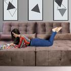 Sofá Retrátil/reclinável Montebello 2,70m Suede Veludo Tabaco