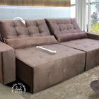Sofá Retrátil/reclinável Montebello 2,70m Suede Veludo Tabaco