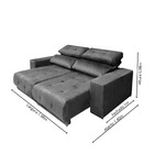 Sofá Retrátil Reclinável New York 3 Lugares Suede Cinza