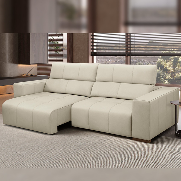 Sofá Retrátil Reclinável Para Sala 3 Lugares 250cm Bari L06 C