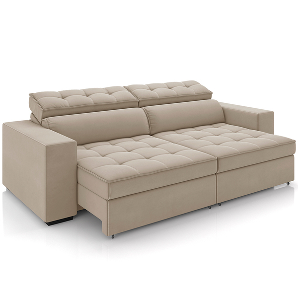 Sofá Retrátil Reclinável Para Sala De Estar Living 246cm Clar