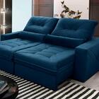Sofá Retrátil/reclinável Sevilha 2,50m Suede Velut Azul Marin