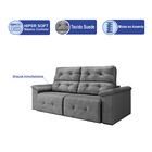Sofá Retrátil Reclinável Suede Cinza Barcelona