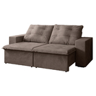 Sofá Retrátil Reclinável Veneza 2,10m 4 Lugares Veludo Marrom