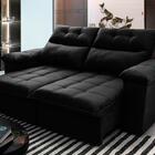 Sofá Retrátil/reclinável Verona 2,00m Suede Velut Preto C/ Mo