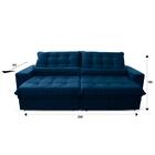 Sofá Retrátil/reclinável Zurique 2,50m Suede Velut Azul Marin