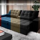 Sofá Retrátil/reclinável Zurique 2,70m Suede Velut Azul Marin