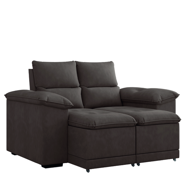 Sofá Retrátil Roma 1,85m 2 Lugares Veludo Marrom Selmer