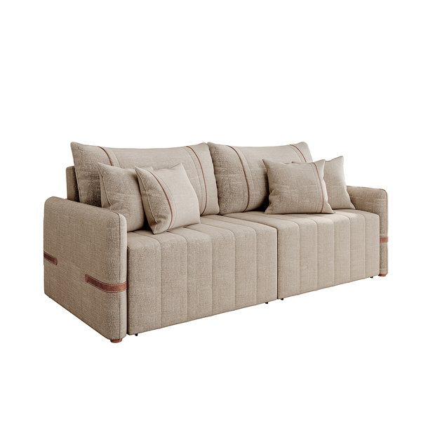 Sofá Retrátil Sem Caixa 3 Lugares 2,20m Com Almofadas Linho B