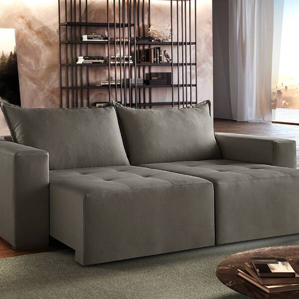 Sofá Retrátil Urano Palha 1,90cm Almofadas Soltas