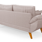 Sofa Retro 3 Lugares Linho Almofadas Soltas Pes Em Madeira  C