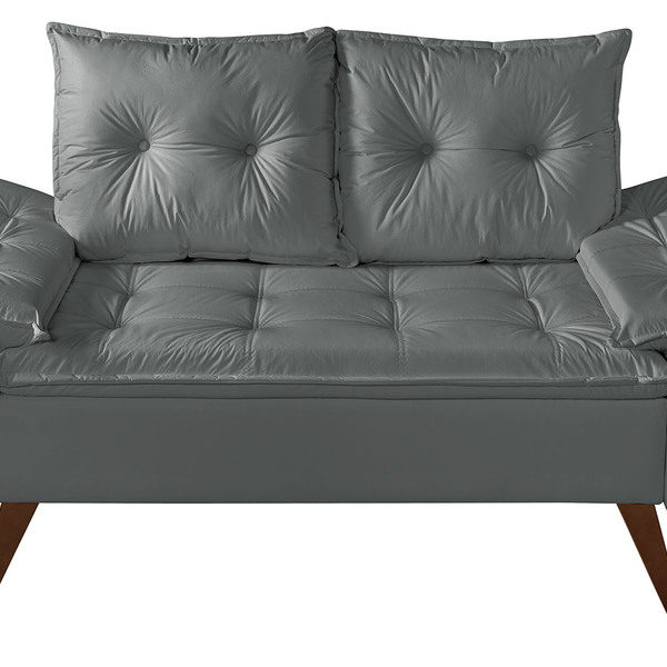 Sofa Retro Bariloche 2 Lugares Revestimento Courino Pes Em Ma
