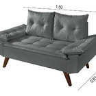 Sofa Retro Bariloche 2 Lugares Revestimento Courino Pes Em Ma