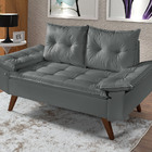 Sofa Retro Bariloche 2 Lugares Revestimento Courino Pes Em Ma