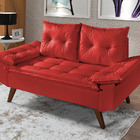 Sofa Retro Bariloche 2 Lugares Revestimento Courino Pes Em Ma