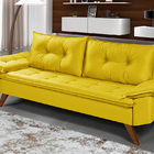 Sofa Retro Bariloche 3 Lugares Tecido Suede Pes Em Madeira Am