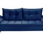 Sofa Retro Bariloche 3 Lugares Tecido Suede Pes Em Madeira Az