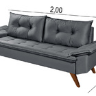 Sofa Retro Bariloche 3 Lugares Tecido Suede Pes Em Madeira Ci