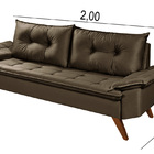 Sofa Retro Bariloche 3 Lugares Tecido Suede Pes Em Madeira Ma