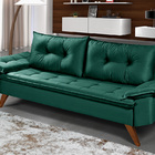 Sofa Retro Bariloche 3 Lugares Tecido Suede Pes Em Madeira Ve