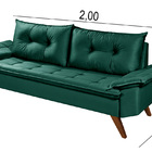 Sofa Retro Bariloche 3 Lugares Tecido Suede Pes Em Madeira Ve