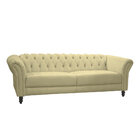 Sofá Retrô Bérgamo 02 Lugares Couro Bege 66 A112 200 Cm Pés D