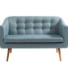 Sofá Retrô Mimo Em Linho Azul Claro 2 Lugares