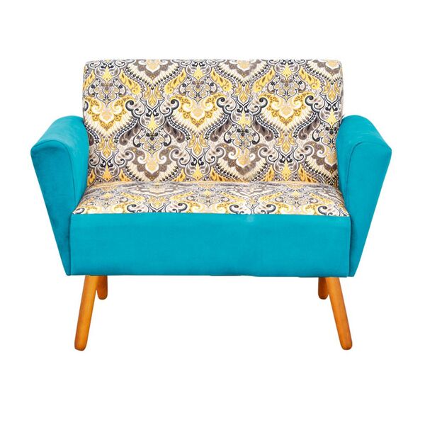 Sofá Retrô Namoradeira 2 Lugares Dora Estampado D77 Com Suede