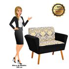 Sofá Retrô Namoradeira 2 Lugares Dora Estampado D77 Com Suede
