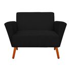 Sofá Retrô Namoradeira 2 Lugares Dora Suede Preto Pés Palito