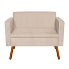 Sofá Retrô Namoradeira 2 Lugares Emília Suede Bege Pés Palito