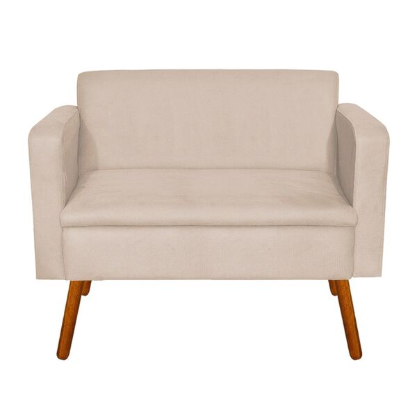 Sofá Retrô Namoradeira 2 Lugares Emília Suede Bege Pés Palito