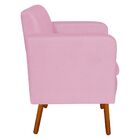 Sofá Retrô Namoradeira 2 Lugares Emília Suede Rosa Bebê Pés P