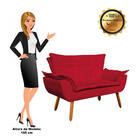 Sofá Retrô Namoradeira Opala Suede Vermelho – D'rossi