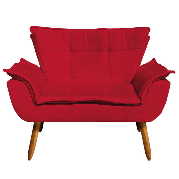 Sofá Retrô Namoradeira Opala Suede Vermelho – D'rossi