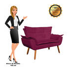 Sofá Retrô Namoradeira Opala Suede Vinho – D'rossi