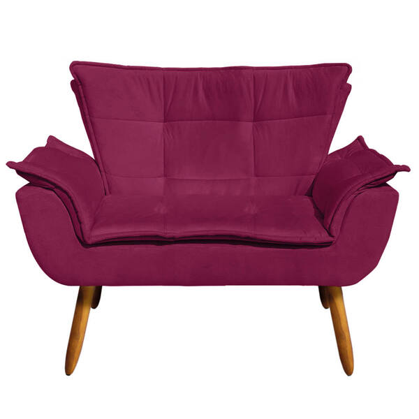 Sofá Retrô Namoradeira Opala Suede Vinho – D'rossi