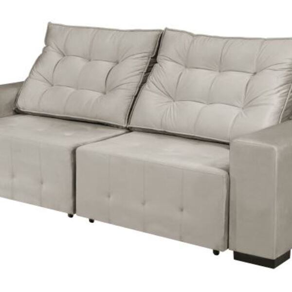 Sofá Roma 2,50m Retrátil E Reclinável 4 Lugares Bege Olm