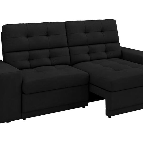 Sofá Roma Premium 1,70m Assento Retrátil/reclinável Suede Preto Xflex