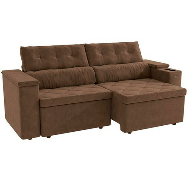 Sofá Roma S211 2,60 Metros Com Braço Baú Kappesberg